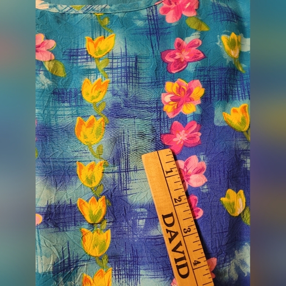 Vintage Jams World Water Daisy Turquoise Floral Boho Lagenlook Hawaiian Mini - Picture 11 of 12